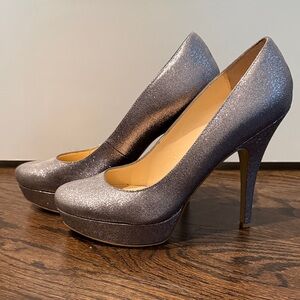 Enzo Angiolini Metallic Silver Heels